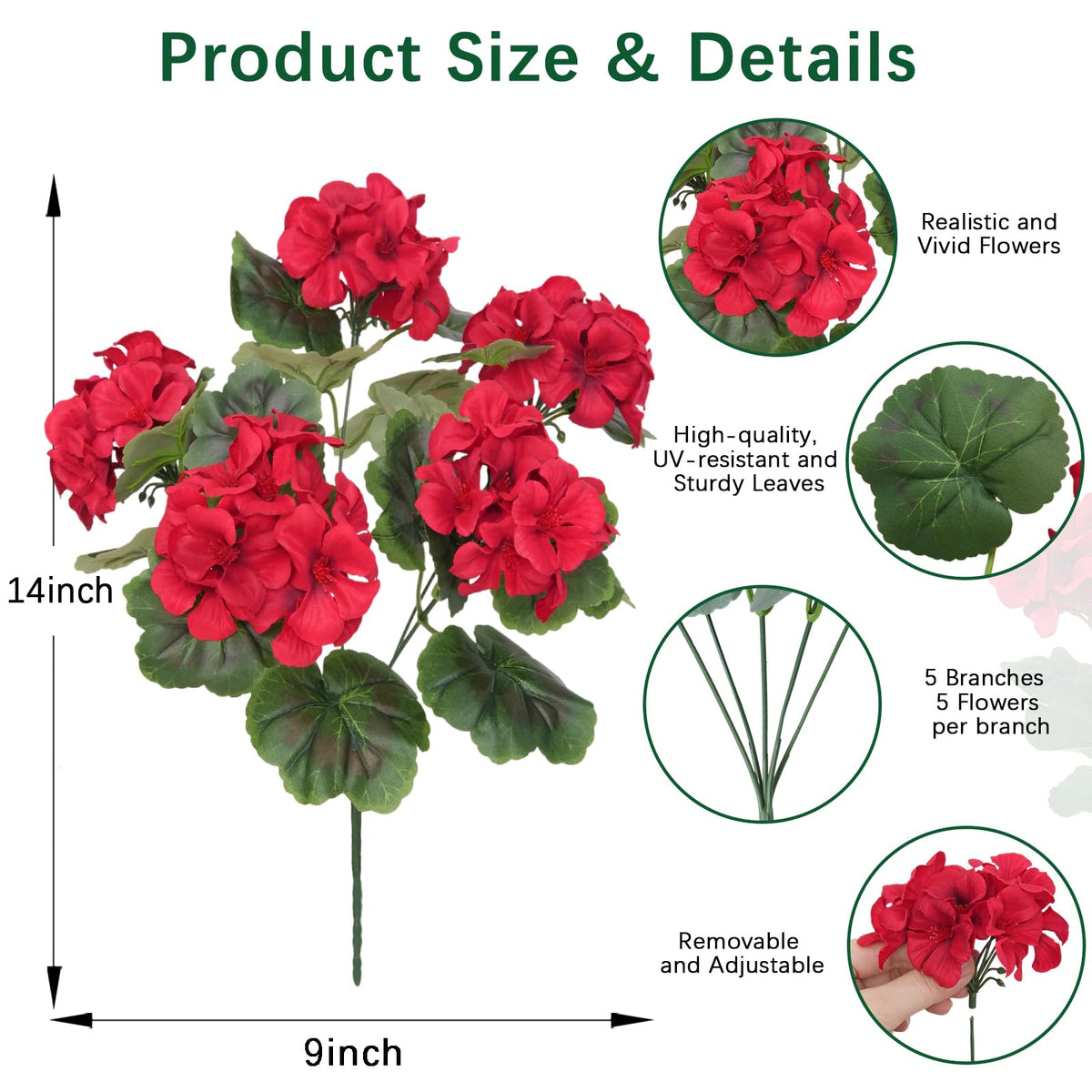 Secqous UV-resistant geraniums withstand sun, red color kept