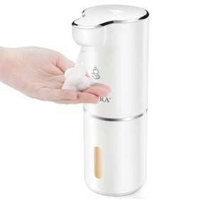 Secura foaming soap dispenser front view showing touchless operation for hands-free handwashing