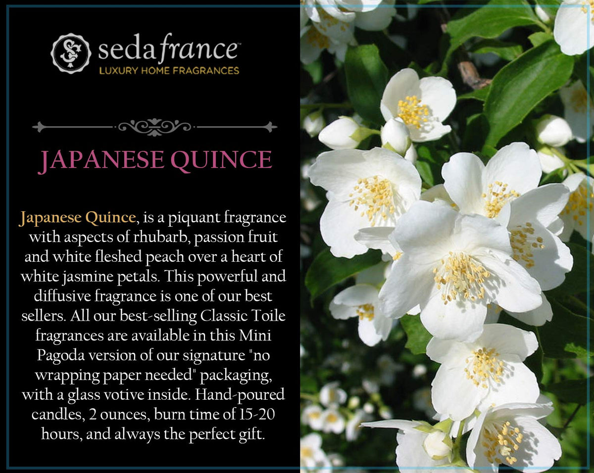 Seda France Japanese Quince candle wick featuring zinc core for steady burn.
