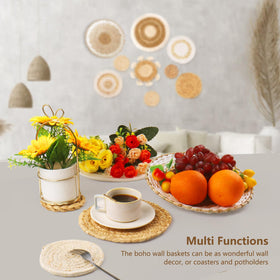 See Seattle boho baskets used as placemats for casual dining.