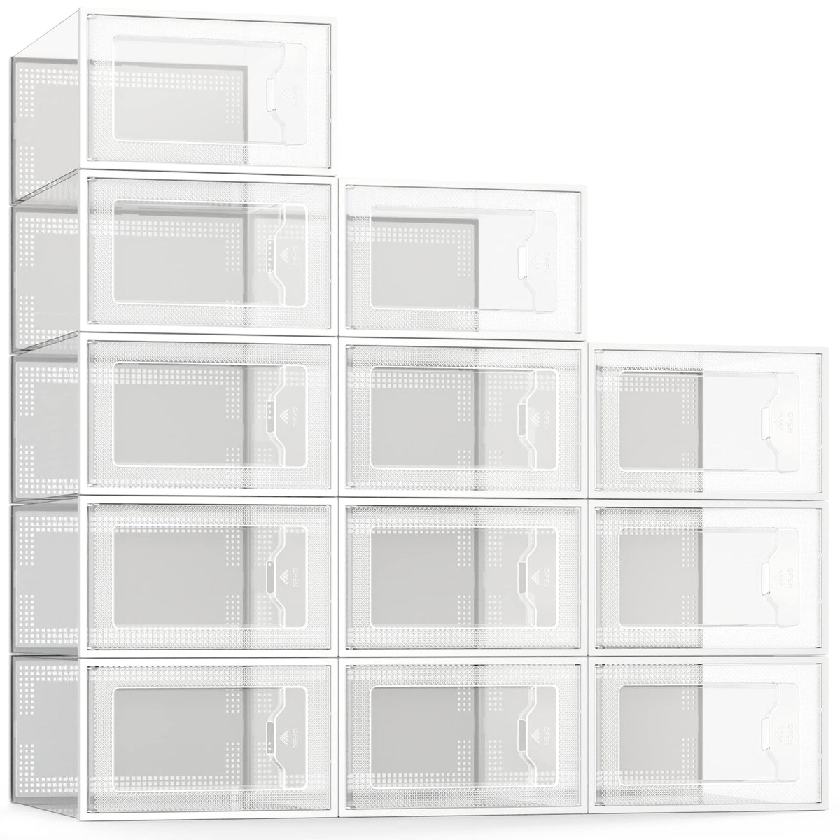 SEE SPRING 12-pack shoe storage box with a clear front door for quick selection
