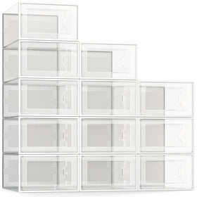 SEE SPRING 12-pack shoe storage box with a clear front door for quick selection
