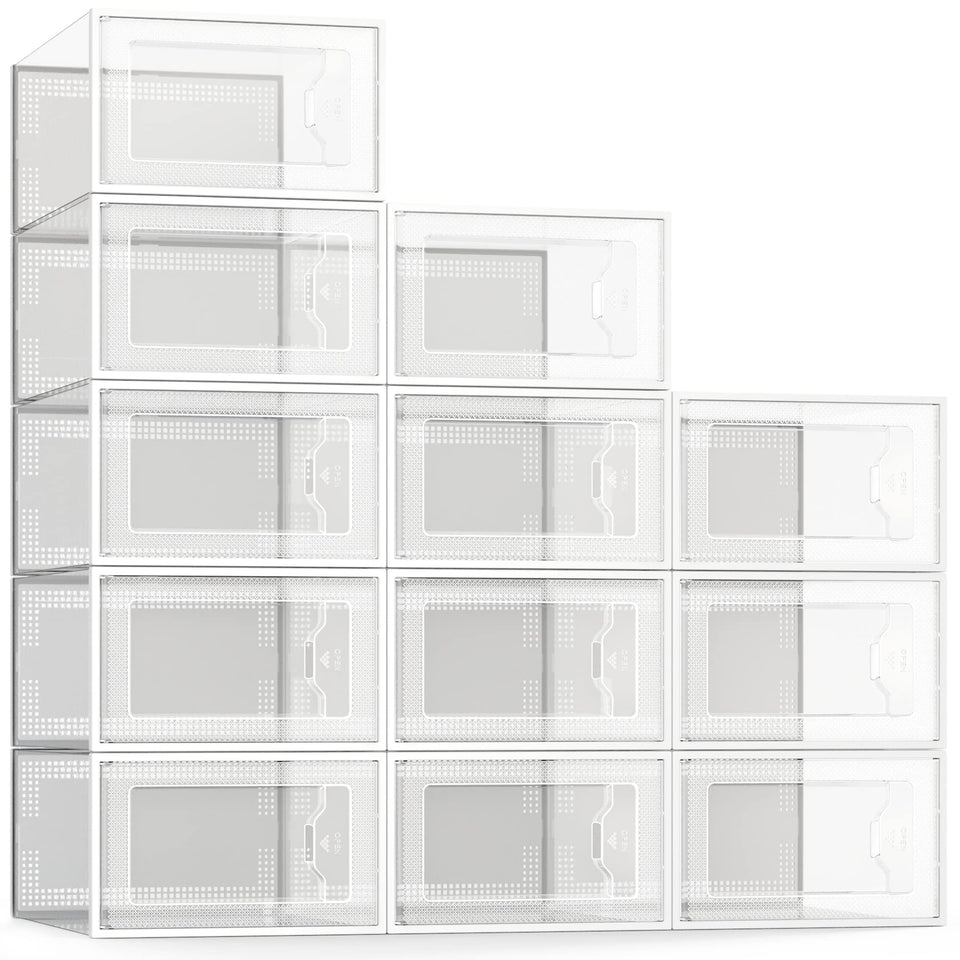 SEE SPRING 12-pack shoe storage box with a clear front door for quick selection