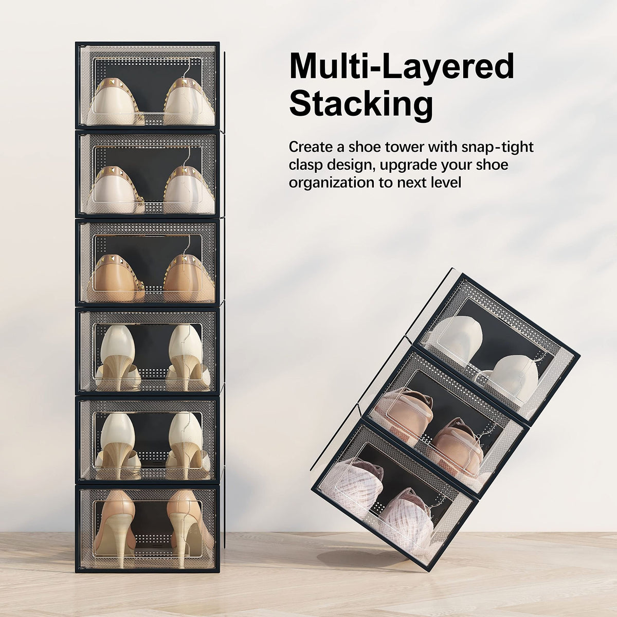 SEE SPRING 12-pack shoe storage box clear-front showcases contents at a glance.
