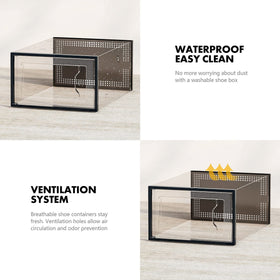 SEE SPRING 12-pack shoe storage box ventilation-holes promote airflow and freshness.
