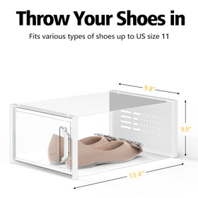 Dimensions 13.4L x 9.8W x 6.6H inches keep footwear neatly contained.