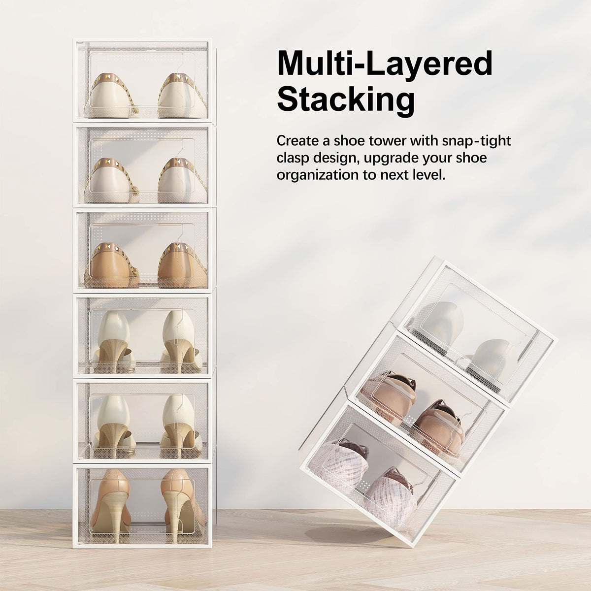 Ventilated plastic promotes freshness and odor control for stored footwear
