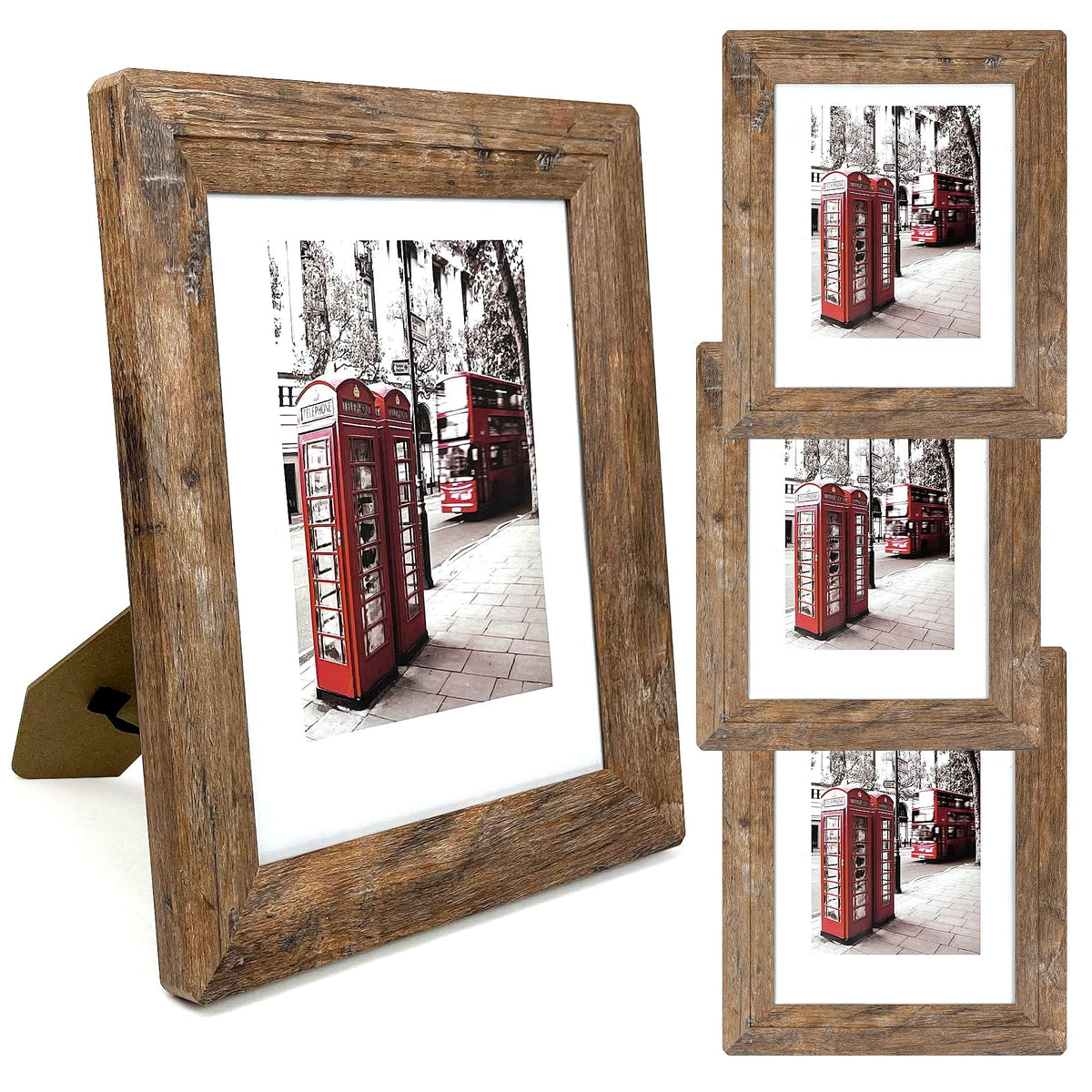 Seedling Photo Frame 8x10 front view shows four brown wood frames for tabletop display.