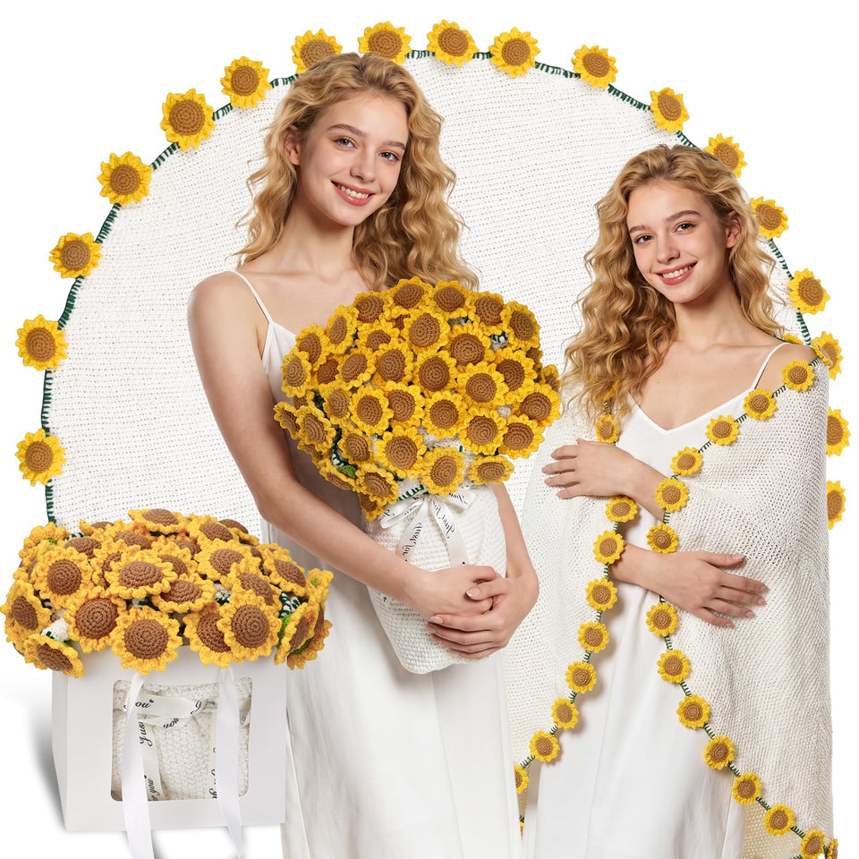 SEEGU Sunflower Bouquet Blanket rolled display for stylish home decor.