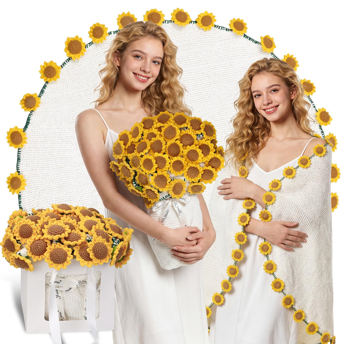 SEEGU Sunflower Bouquet Blanket rolled display for stylish home decor.