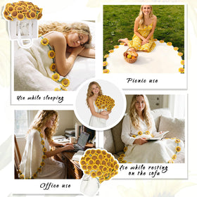 SEEGU Sunflower Bouquet Blanket textile detail warm and soft.