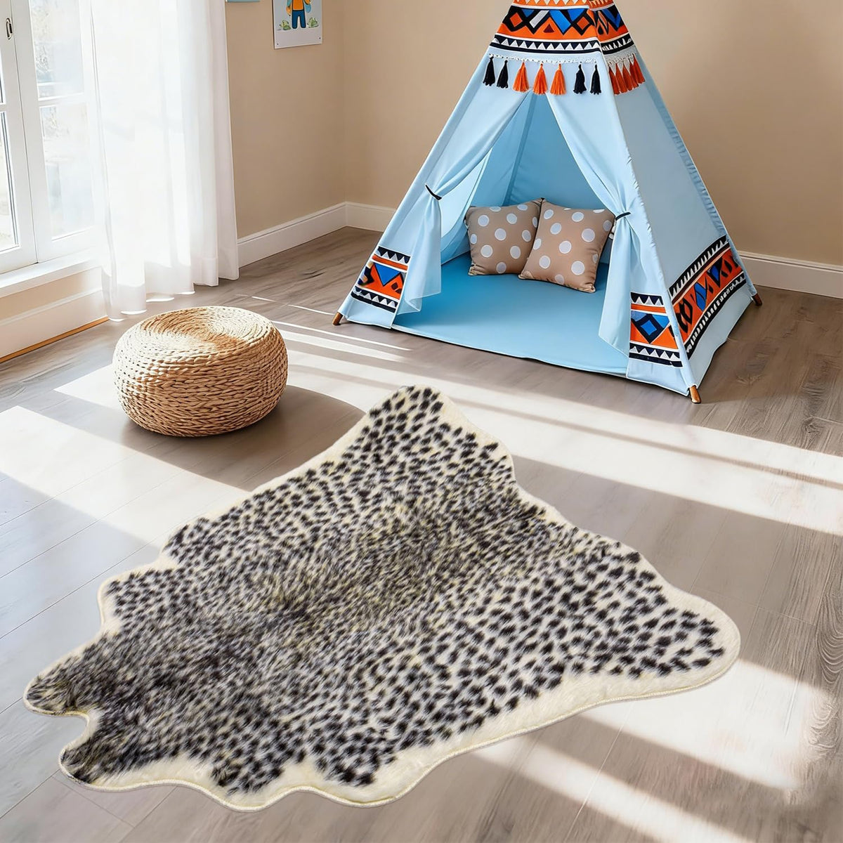 Seek4comfortable leopard print rug back suede underside emphasizes durability
