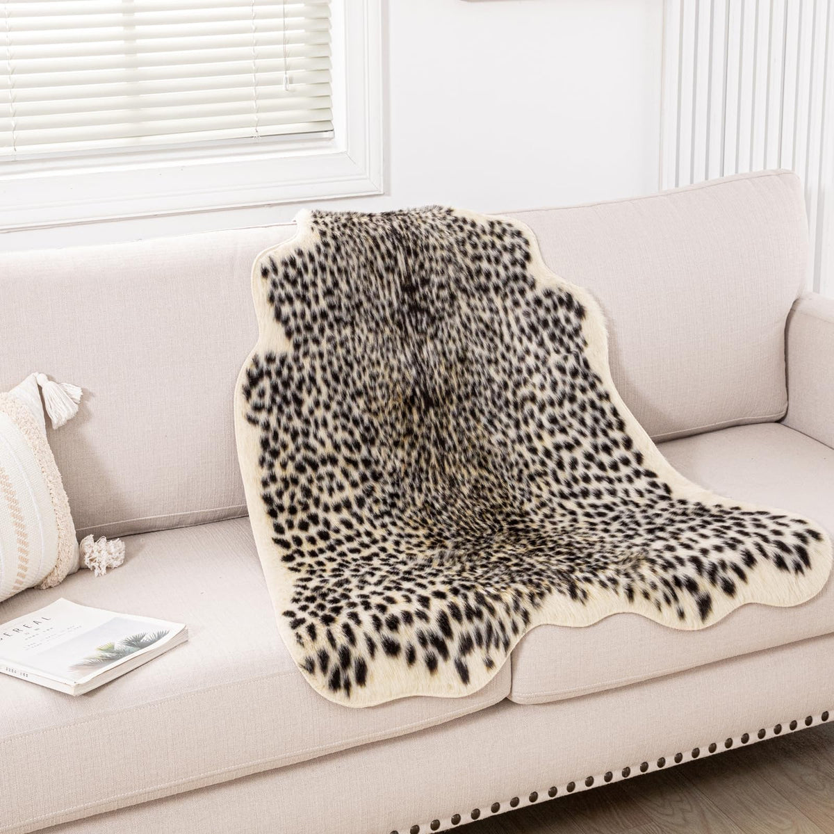 Seek4comfortable leopard-print-rug cleans easily for busy homes.