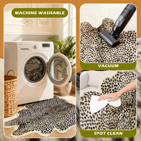 Seek4comfortable leopard-print-rug livens bedrooms with soft texture and enduring color.