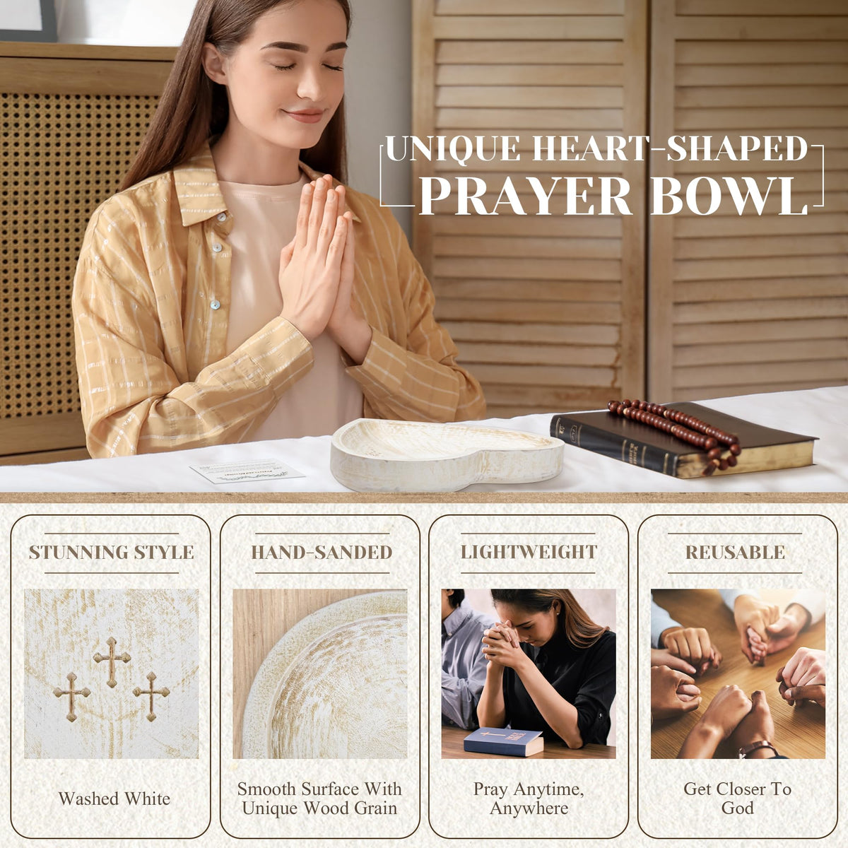 SeekElegant 9.8-inch cross prayer bowl for meaningful rituals and reflection.