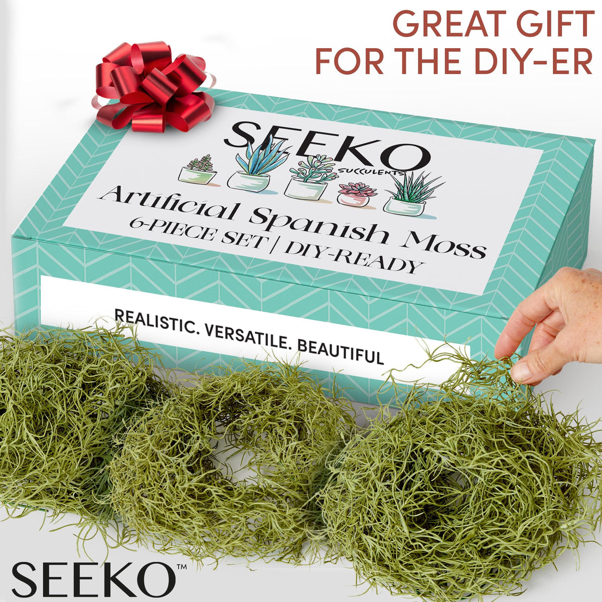 SEEKO Spanish moss 6-pack basket décor for autumn tablescapes that stay vibrant.