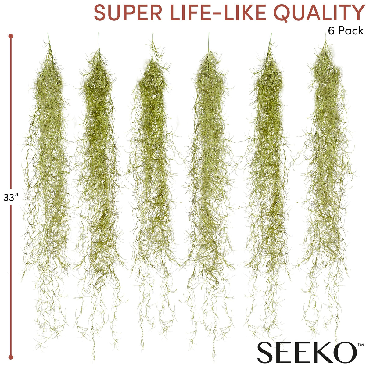 SEEKO Spanish moss 6-pack wedding centerpiece option adds lush greenery without maintenance.
