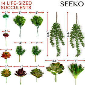 SEEKO Succulents indoor-outdoor use offers UV-resistant decor that stays vibrant.