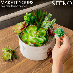SEEKO Succulents 28-pack bendable stems simplify DIY arrangements.