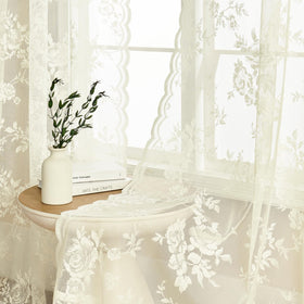 SEEKRIGHT lace curtain close-up highlighting delicate texture and detailing.
