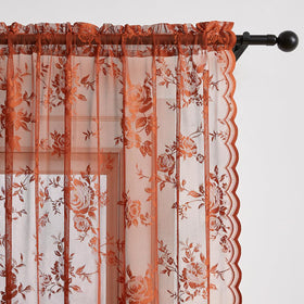 SEEKRIGHT Rod-pocket lace curtains with decorative edges for stylish windows.