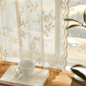 SeekRight Victorian floral lace with delicate edges for chic window decor.