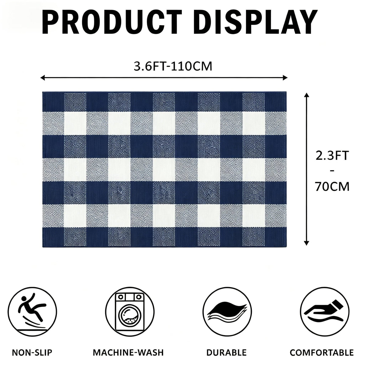 SEEKSEE Buffalo Plaid outdoor rug folds flat for compact storage
