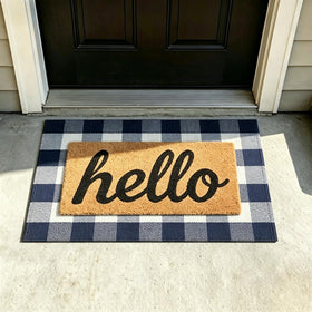 SEEKSEE Buffalo Plaid outdoor rug is reversible for extended wear