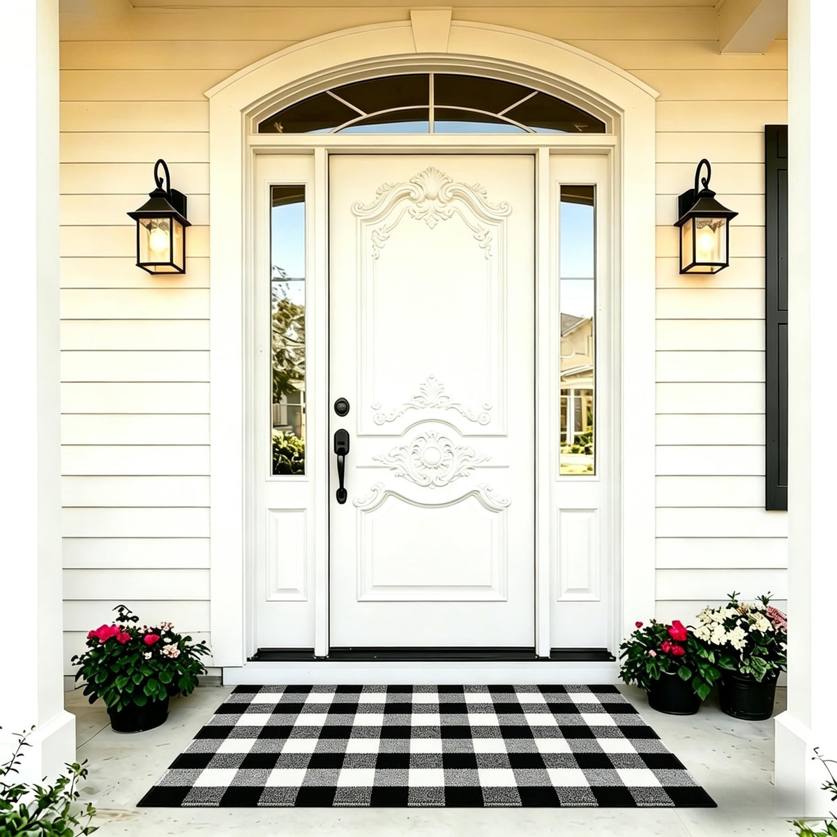 SEEKSEE layering rug with a doormat defines a welcoming entry.