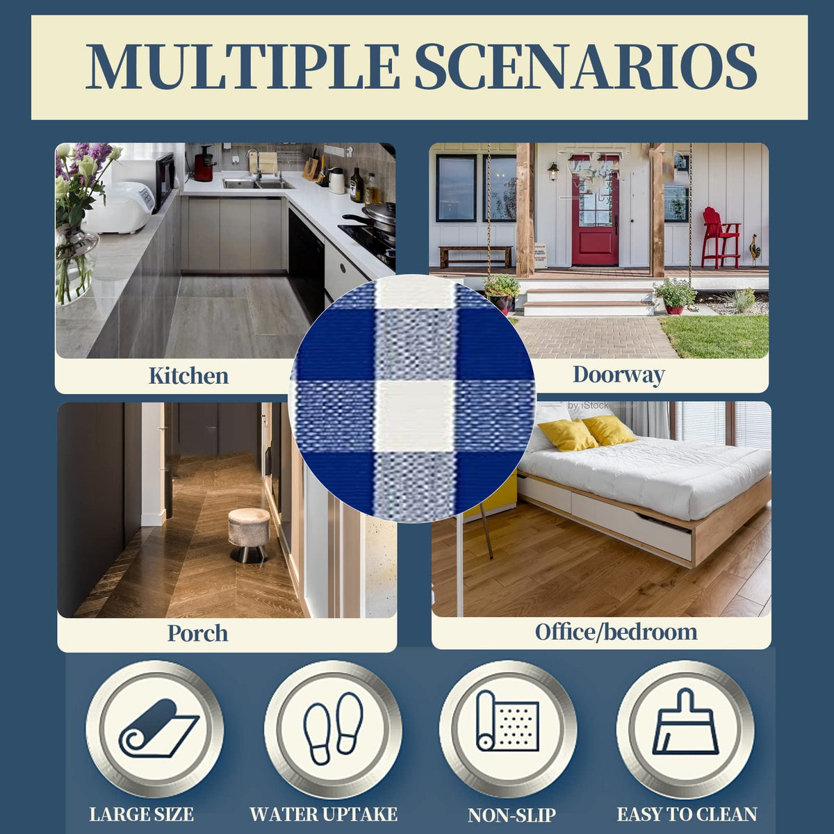 SEEKSEE reversible front porch rug extends life by flipping worn sides.