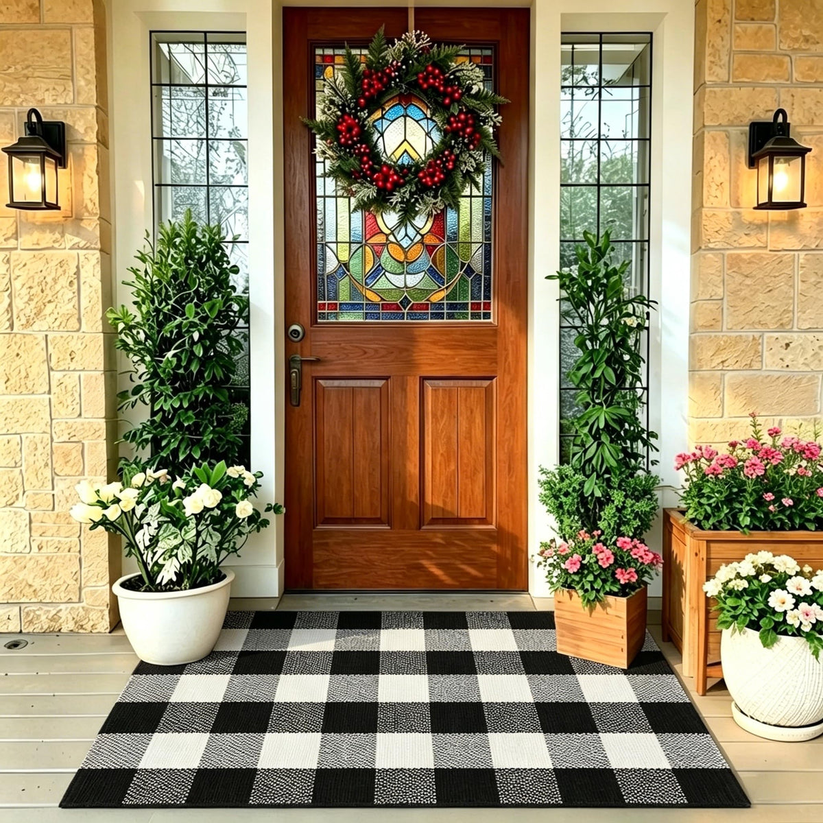 SEEKSEE machine washable front porch rug cleans easily with gentle cycles.