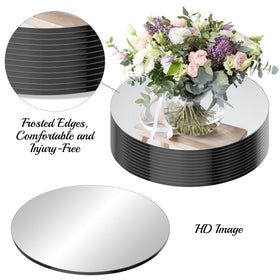 Seelenruhe round mirror tray 12in enhances floral arrangements with shine