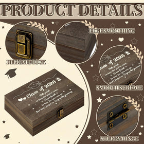 Seeloowy graduation memory box with hinged lid for easy access