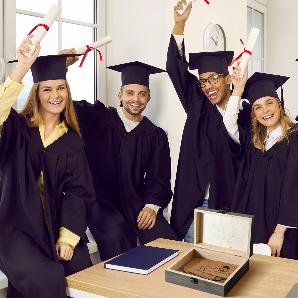 Seeloowy Graduation Memory Keepsake Box gift-scene demonstrates its use as a thoughtful graduation gift.