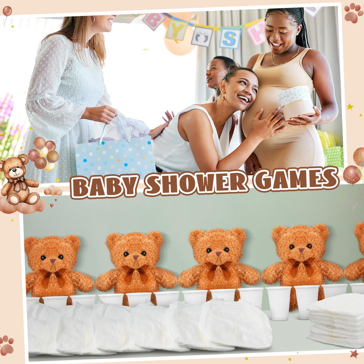 Seenelling baby shower relay game setup for an engaging team competition