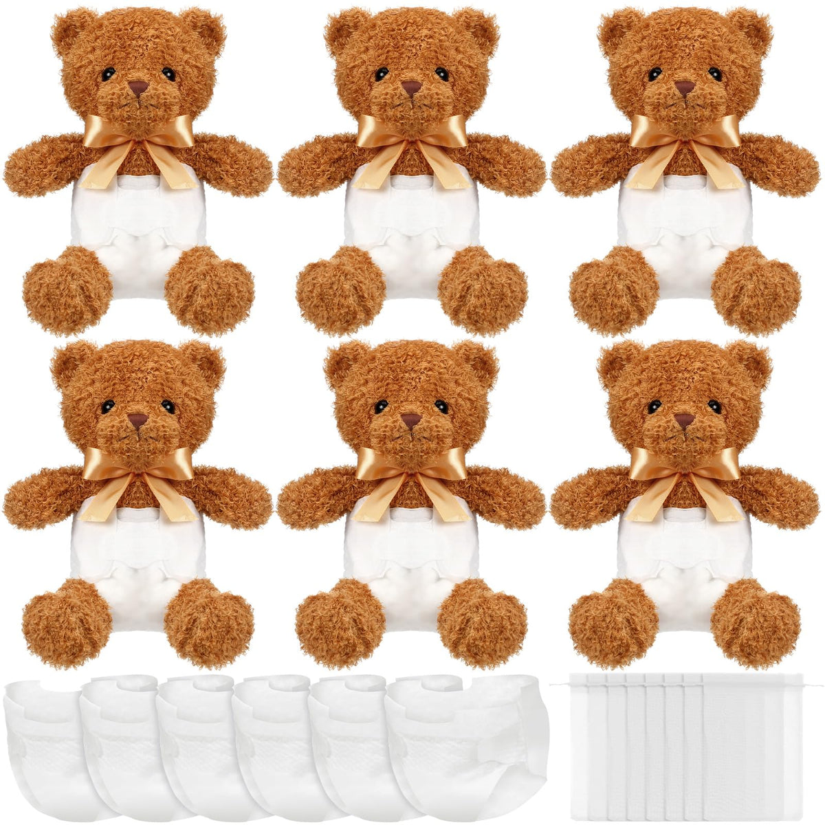 Seenelling bear blindfold diaper change in action, a fun baby shower game