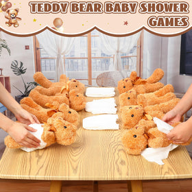 Seenelling white disposable diapers neatly stacked for the diaper changing challenge