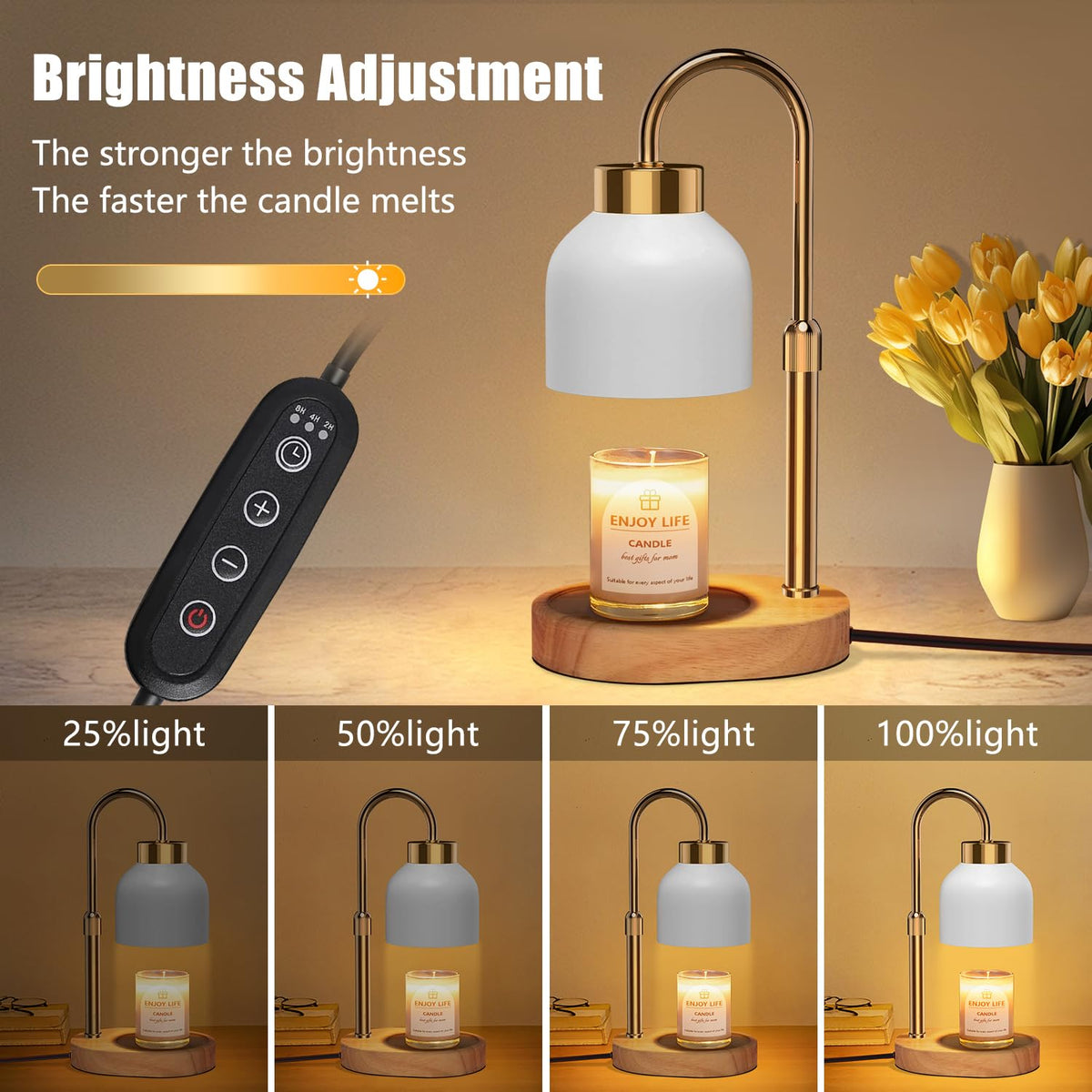 Seenlast adjustable-height warmer fits various jar candles for versatile home use.