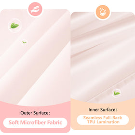 Seenus Baby Pink Ruffle Shower Curtain back uses TPU for 100% waterproof protection.