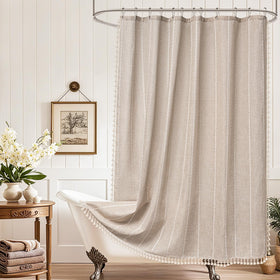 Seenus boho farmhouse style curtain enhances rustic bathroom decor