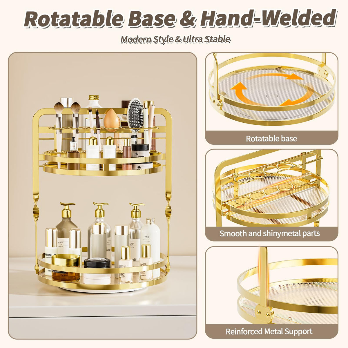 SEENWUUN metal frame with acrylic base resists moisture and cleans easily.