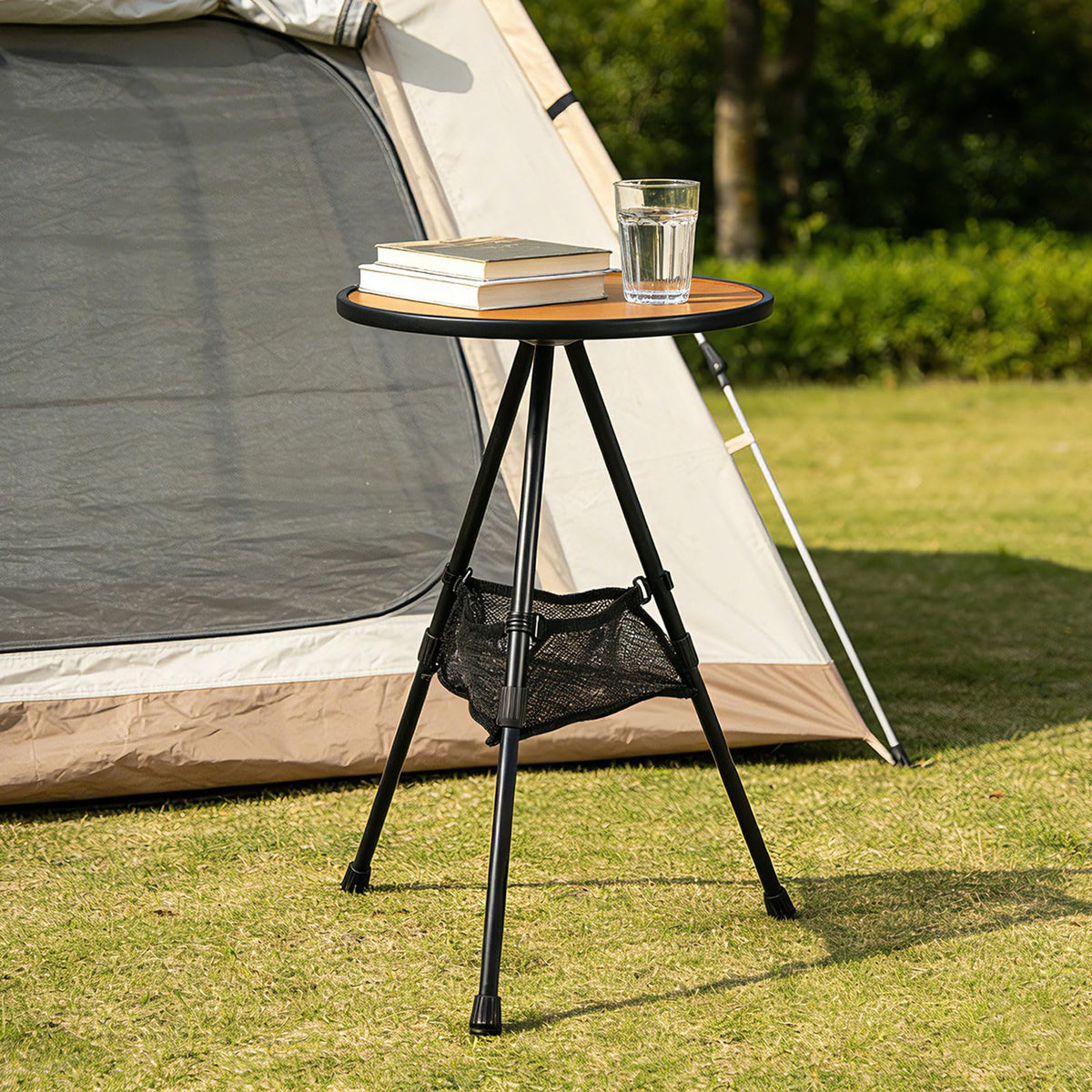 Sefulei couch-side table in brown, lightweight for daily use.
