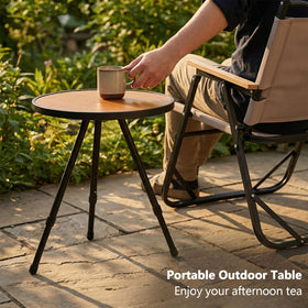 Sefulei lightweight foldable table in brown, great for travel.