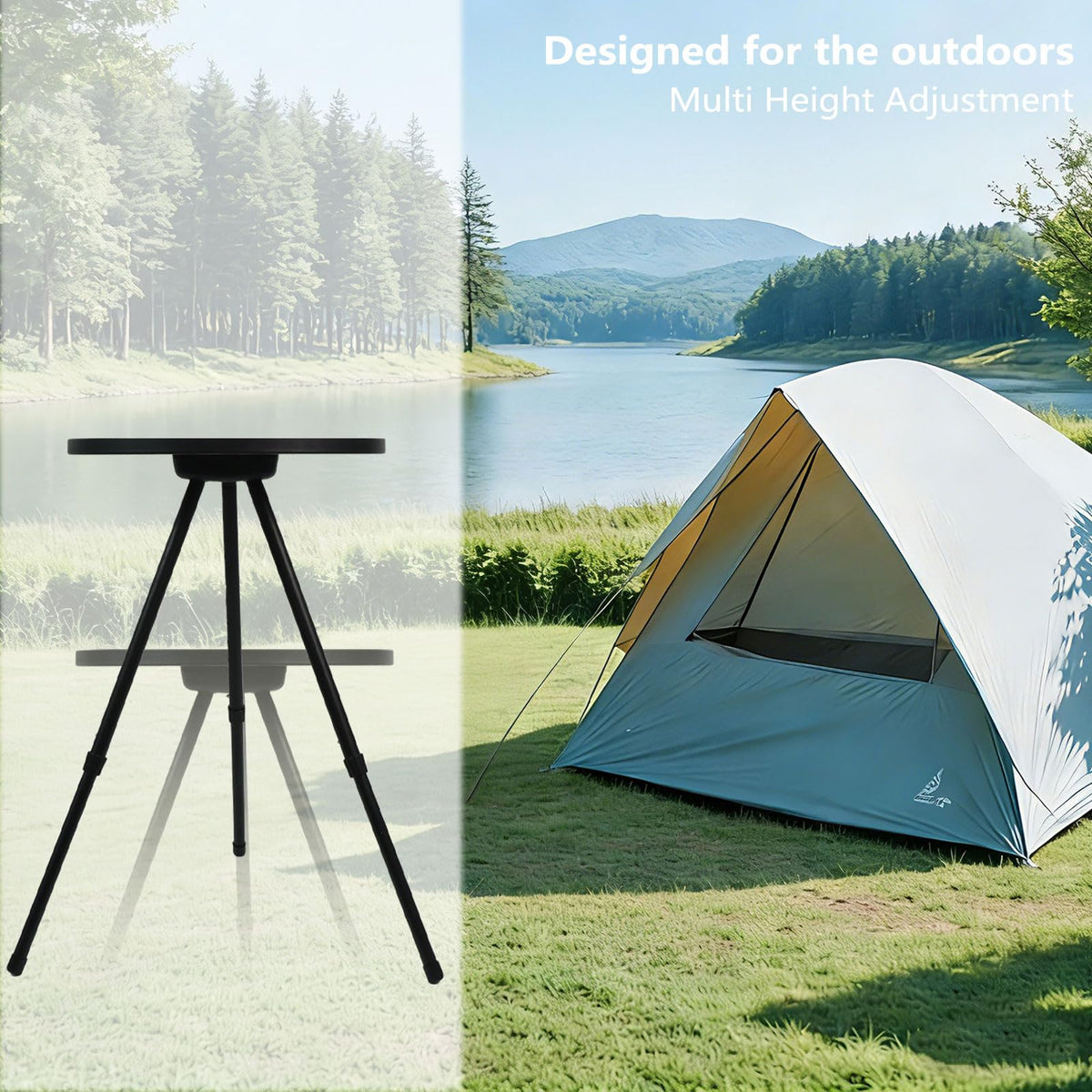 Sefulei patio table brown, folds compactly for storage.