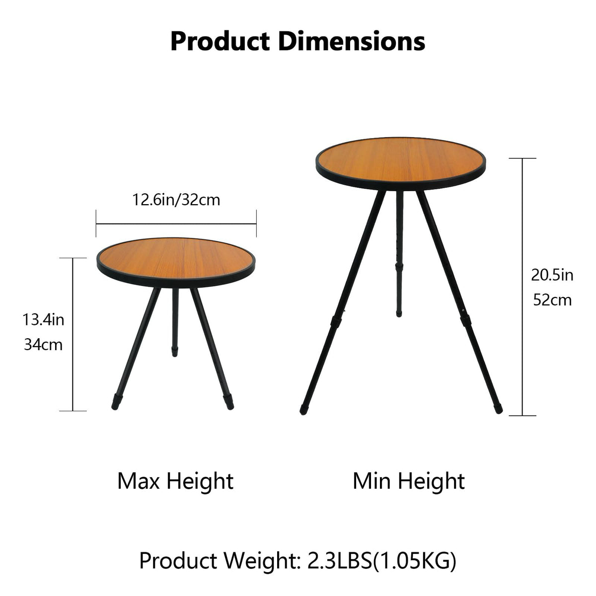 Sefulei portable side table in brown, quick setup for outdoor drinks.