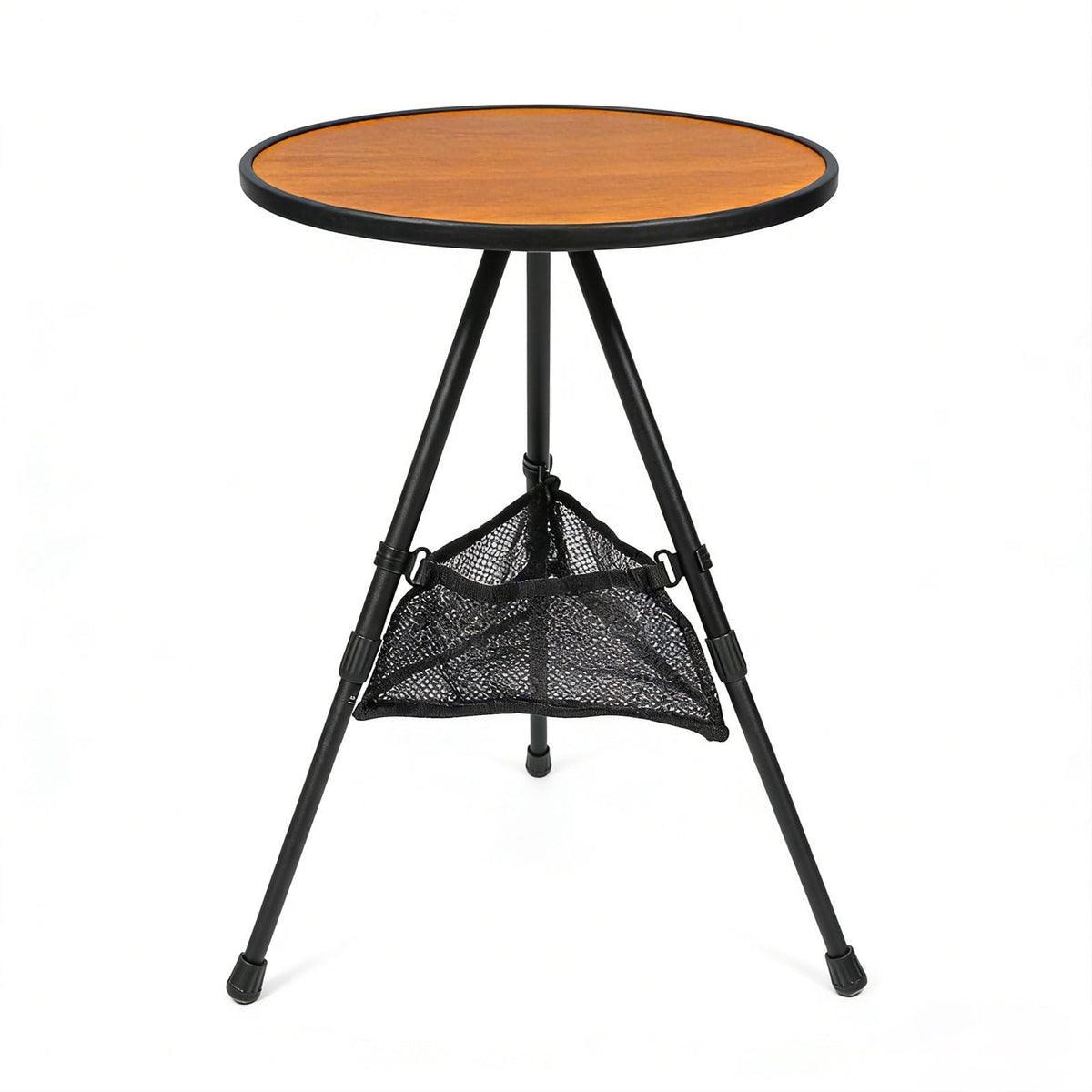 Sefulei round brown folding table, ideal for couch-side snacks.