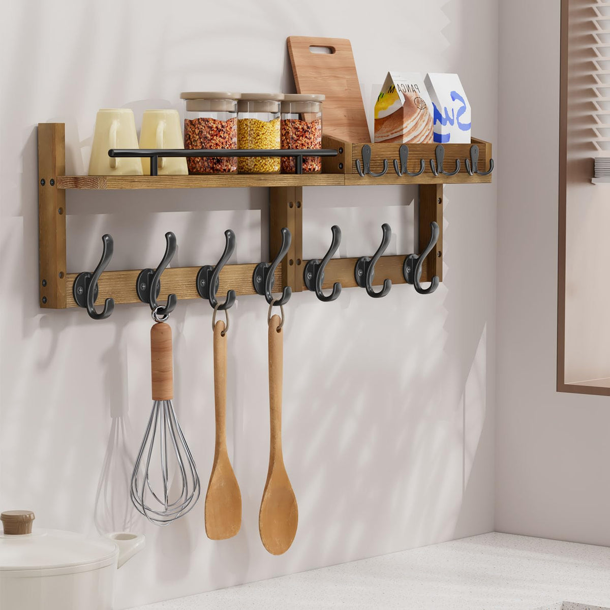 Segtenant 7 coat hooks and 4 key hangers on a single rail