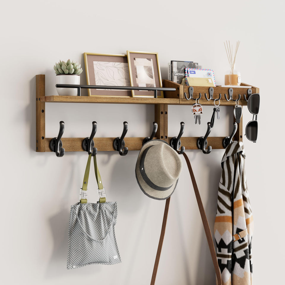 Segtenant coat rack wall mount with pine base for sturdy everyday use