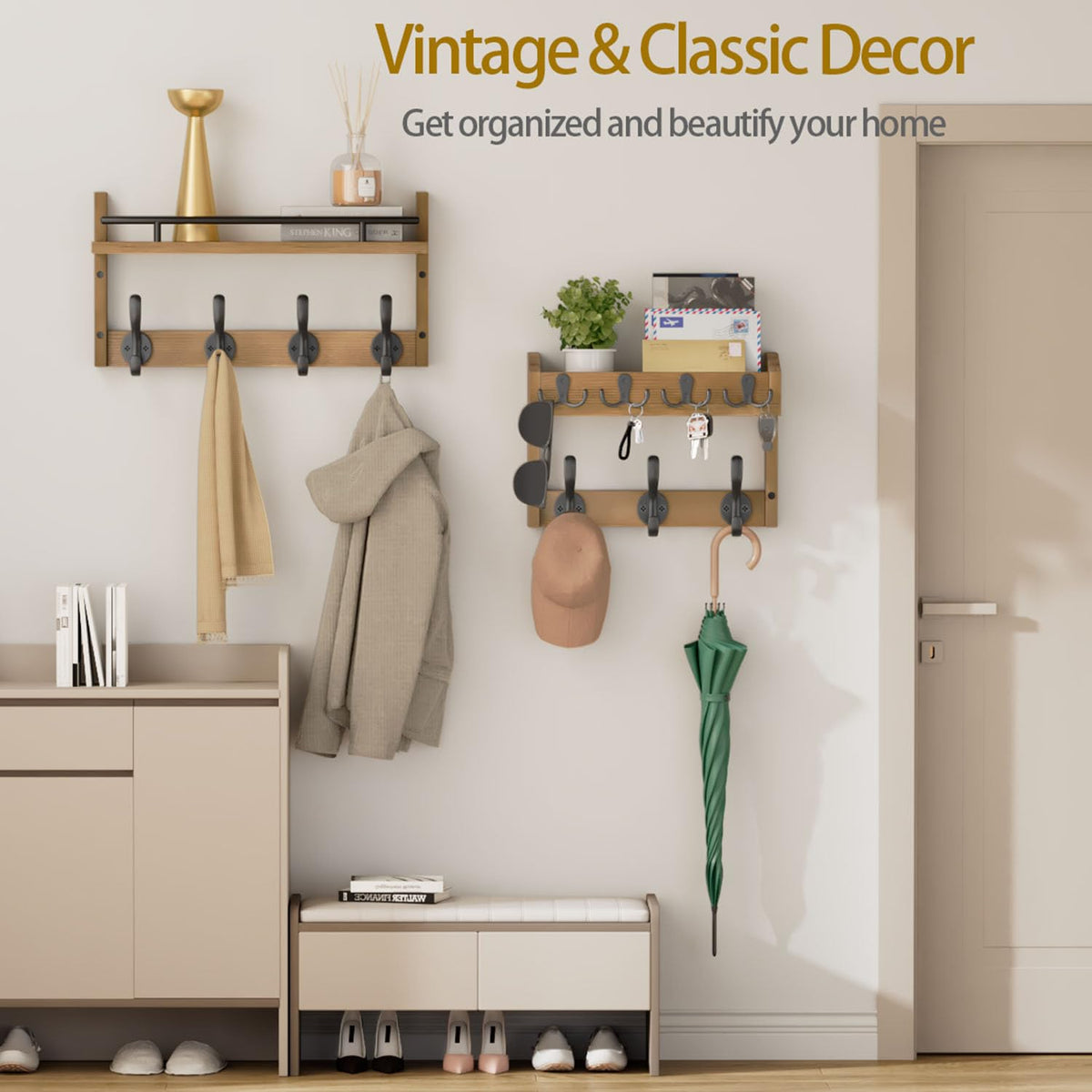 Segtenant rustic wood surface with black iron accents for vintage flair