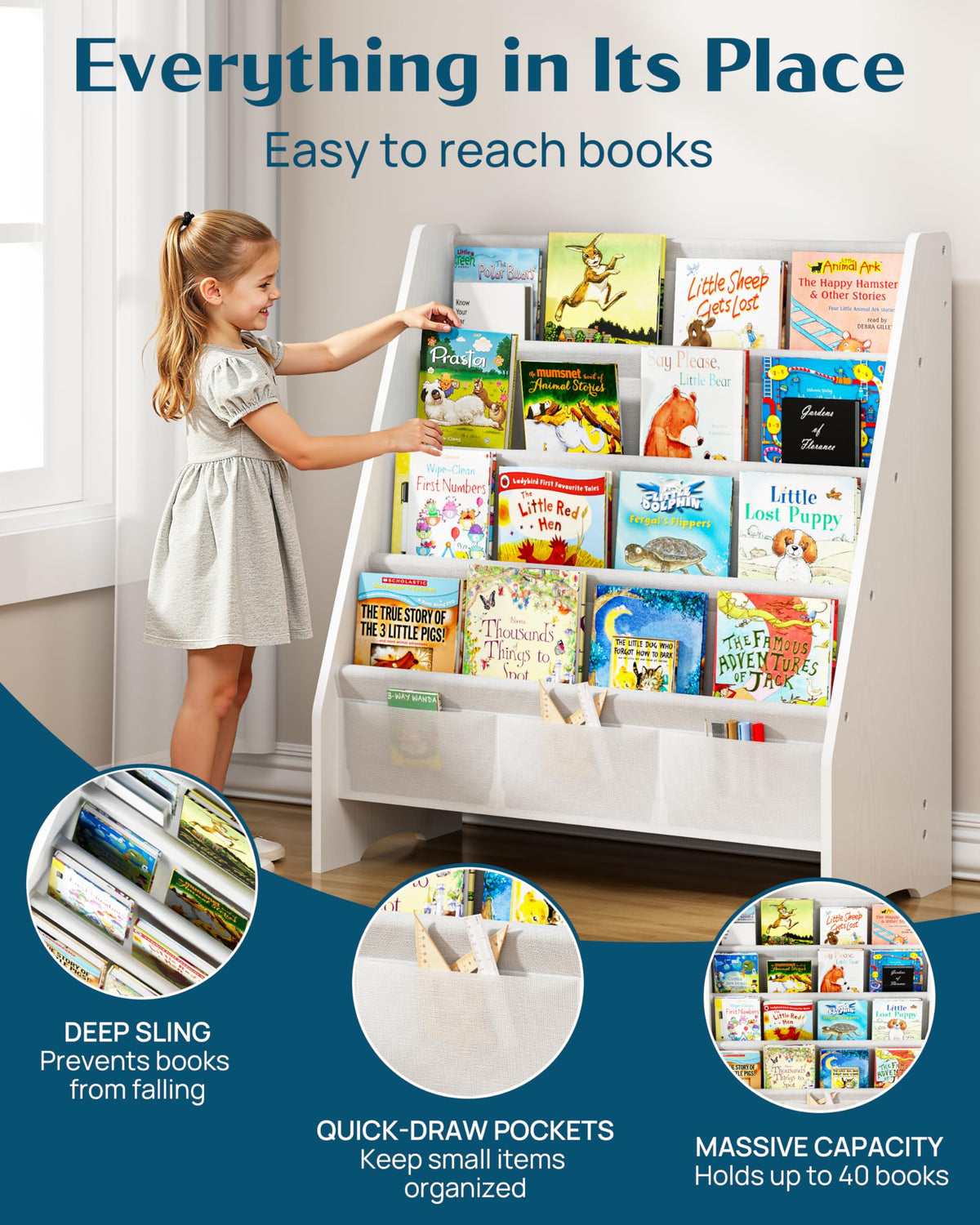 SEIRIONE easy-assemble unit ships with hardware and step-by-step instructions.